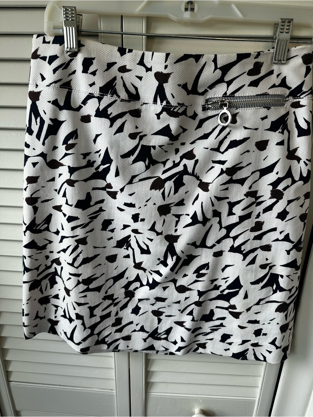 Worth Black/Blue/Brown and White Abstract Print‎ Mini Skirt with Zip Detail